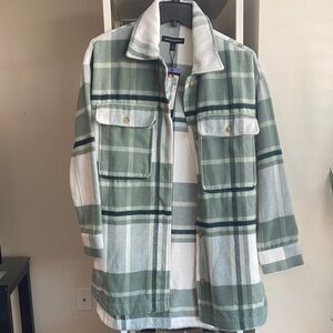 Banana Republic Green and White Plaid Utility Jacket